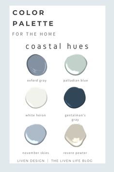 the color palette for the home coastal hues