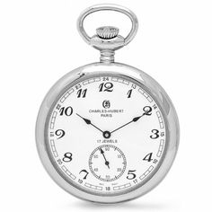 PRODUCT DESCRIPTIONThis silver-plated steel pocket watch by Charles Hubert is simple and elegant, and the perfect gift for any occasion! The watch has a 17-jewel mechanism, and features a white railroad-style dial with black Arabic numerals and hands, as well as a matching second hand sub-dial. Add custom personalization of up to 4 lines of inscription on the back cover, at no extra charge. The watch has a matching 12" chain, and is packaged in a signature Charles Hubert gift box.PRODUCT INFORMA Formal Classic Pocket Watch With Chronometer, Classic Pocket Watch With Chronometer, Elegant White Pocket Watch With Chronometer, Elegant White Pocket Watch For Formal Occasions, Elegant White Pocket Watch For Formal Events, Classic Platinum Watches As Gift, Elegant Formal Pocket Watch With Metal Dial, Elegant White Gold Pocket Watch With Chronometer, Classic White Pocket Watch For Formal Occasions