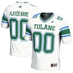 Show off your Tulane Green Wave pride with this GameDay Greats NIL Pick-A-Player Football Jersey. Made with a comfortable performance fabric and durable sublimated graphics, this jersey is easy to wear and shows everyone where your loyalties lie. Whether you're at the stadium, the office or home on your couch, this GameDay Greats NIL Pick-A-Player Football Jersey is perfect for cheering the Tulane Green Wave to victory. White College Jersey With Team Logo, College White Jersey With Team Logo, Collegiate White Jersey With Team Name, White Collegiate Jersey With Team Name, White Varsity Jersey For Sports, White Fan Apparel Jersey For College, White Varsity Jersey With Moisture-wicking, White College Fan Apparel Jersey, White Team Name Jersey For Fans