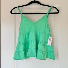 Tiered Flowy Tank From American Eagle, Brand New. Green Tank Top For Spring, Green Tank Top For Spring Day Out, Green Cotton Tank Top For Spring, Eagle Brand, Flowy Tank, American Eagle Outfitters, American Eagle, Womens Tops, Tank Tops