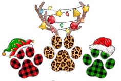 an animal's paw prints and christmas decorations