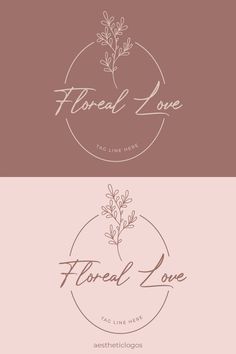 two logos for floral love, one with flowers and the other with leaves