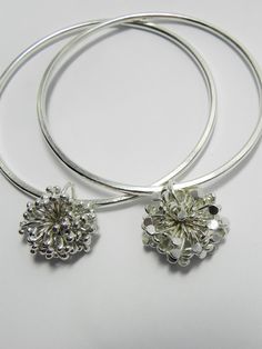 Pompom Bangle & Seedhead Bangle. Sterling Silver. Handcrafted by Quench & Pickle. Course Ideas, My Jewellery, Silver Bracelet, Pom Pom