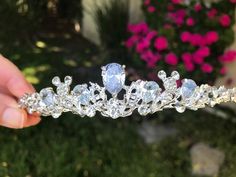 Baby Tiara Crown, Light Blue Quince Tiara, Blue Tiara Aesthetic, Cinderella Quinceanera Crown, Cinderella Wedding Dress Blue, Light Blue Tiara, Light Blue Quinceanera Theme, Quince Tiaras, Blue Quinceanera Ideas