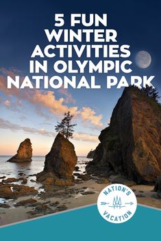 the national park sign with text that reads 5 fun winter activities in olympic national park