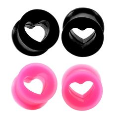 PRICES MAY VARY. Material: Sofe Silicone, Look Nice And Comfort-fit. Gauges: 6g(4mm), 4g(5mm), 2g(6mm), 0g(8mm), 00g(10mm), 1/2"(12mm), 9/16"(14mm), 5/8"(16mm), 11/16"(18mm), 3/4"(20mm), 7/8"(22mm), "1(25mm), We have different sizes of ear gauges for you to choose from, please choose the correct size. 4Pcs black and pink included. Safe Tips: Ear gauges can help widen pierced ears, add to your beauty. But please pay attention to safety during use. Don't expand your ears too much at one time, and Small Gauges Aesthetic, Pink Ear Piercings, Heart Gauges, Piercing Sets, Plug Earrings Gauges, Body Jewerly, Body Accessories