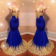 Gold Prom Tux, Blue And Gold Prom Dress, Blue Prom Dresses Mermaid, Gold Mermaid Prom Dress, Royal Mermaid, Royal Blue Mermaid Prom Dress, Mermaid 3d, Prom Tux, Trumpet Prom Dress