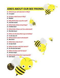 the bee poem is shown in yellow and black