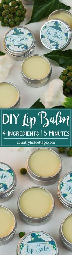 Say goodbye to dry lips with our all-natural 4-ingredient lip balm. The base for this beauty DIY is made with hydrating shea butter and coconut oil to leave lips feeling soft and supple. Bee wax creates a silky-smooth texture, helps to stabilise the balm, and further protects lips from drying out. You can customise the lip balm with essential oils, such as peppermint, lavender, vanilla, or grapefruit. #skincare #lipbalm #beautydiy | countryhillcottage.com Diy Beauty Gifts, Bee Wax, Diy Lipstick, Lavender Vanilla, Diy Beauty Recipes