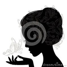 the silhouette of a woman with a butterfly in her hand