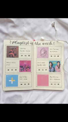 a playlist of the week is displayed on a bed