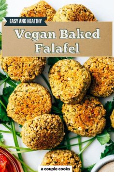 vegan baked falafel on a white plate