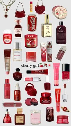 cherry girls| cherry girl| aesthetic| lifestyle| fashion| self care Coca Cola Cherry, Cherry Products, Cherry Lady, Profumo Victoria Secret, Cherry Girl, Strawberry Lip Balm, Makijaż Smokey Eye, Glam Metal