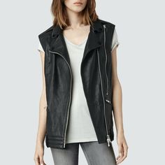 Long Black Vest, Leather Gilet, Leather Biker Vest, Wool Waistcoat, Fall Vest, Motorcycle Vest, Wool Vest, Leather Vest, Leather Jackets Women