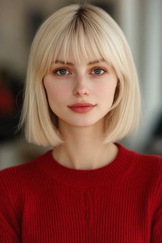 Achieve a sleek, polished look with these 18 best short straight bob haircuts—where simplicity meets elegance! ✨💇‍♀️ #ShortBob #SleekHair Short Straight Bobs, Brunette Bob With Bangs, Bob Haircut Blonde, Bob 2024, Straight Bobs, Long Bob Blonde, Blonde Ideas, Straight Bob Haircut, Chic Haircut