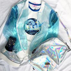 Num Nom, Holographic Jacket, Nasa Clothes, Sheer Jacket, Fashion Kawaii, Diy Jacket, Black Holes, Stylish Backpacks