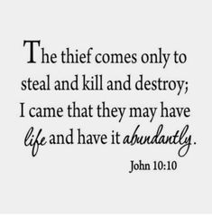 a quote that says, the thief comes only to steal and kill and destroy i came that they may have life and have it abundance