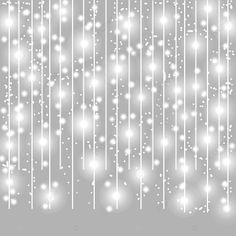 white snow falling down from the sky on a gray background with stars and lights, christmas,