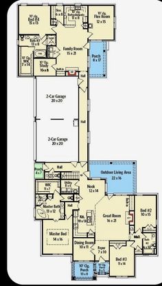 the floor plan for this house is very large and has two master suites on each side