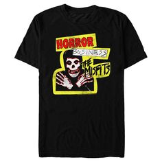 a black t - shirt with the words horror business on it