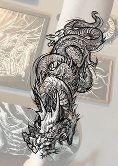 a drawing of a dragon on the wall