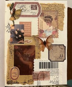 an altered collage with pictures and butterflies