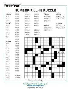 a crossword puzzle with numbers in it