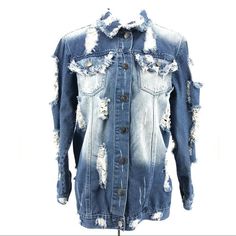 Women's Between Us Good Vibes Only Blue Distressed Denim Jean Jacket Size Small/Medium Women's Between Us Good Vibes Only Blue Distressed Denim Jean Jacket Size Small/Medium Between Us Good Vibes Only Blue Distressed Denim Jean Jacket Size Small/Medium Distressed & Fade design “Good Vibes Only” graphic on back Button front Approximate Measurements: Pit to Pit: 20” Length: 25.5” Condition: Excellent Pre Loved Made in: China Inventory: WC855.23.5   Condition Guide If there are defects with any ite Distressed Denim Blue Grunge Jacket, Distressed Denim Blue Jacket In Grunge Style, Ripped Denim Jacket For Streetwear In Grunge Style, Ripped Grunge Denim Jacket, Blue Long Sleeve Grunge Denim Jacket, Vintage Ripped Long Sleeve Outerwear, Ripped Medium Wash Outerwear For Streetwear, Ripped Cotton Grunge Denim Jacket, Vintage Ripped Denim Jacket For Fall