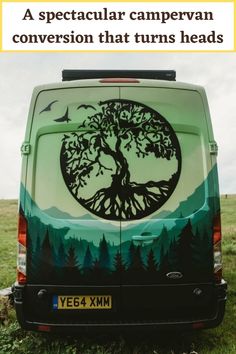 a van with a tree painted on it's side and the words, a spectacular campervan convention that turns heads