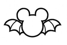 a mickey mouse head with bats on it's face and ears in the shape of a bat