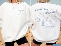 Ready to elevate your party? Discover our exclusive and carefully crafted Cowgirl-themed sweatshirt. Perfect for any celebration--whether it's a bachelorette party, birthday bash or any other occasion--this crewneck combines outstanding style with unbeatable comfort. Making it the perfect gift for everyone involved. Let's get ready to party in style! 🤠 Note 👉🏼 You can expect a draft of your custom print within 24 hours for your review and approval. Please keep an eye out for a message! ITEM DETAILS * * Crewneck Sweatshirt, 50% cotton, 50% polyester * Unisex Sizing: S, M, L, XL, 2XL, 3XL, 4XL, 5XL * Model is 5'8, Wearing XL in photos * Runs true to size, order 1-2 sizes up for an oversized fit Take a look at the photos to see a specific sizing chart for this shirt style. Please note that