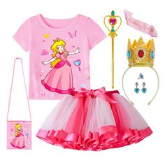 PRICES MAY VARY. 【Princess Peach Costume】This super girl costume for girls is inspired by the outfit of the leading actress in the popular movie in 2023. The fan of Princess Peach will love this girls princess peach costume 【Soft & Comfy Material】This pink fairy costume is made of high-quality fabric, which made this princess peach tutu costume soft and comfortable, it will bring your girl’s fantasy to life. 【Complete Costume Set】This super girl costume set will get to you in full set includes: Plastic Crown, Princess Peach Costume, Princess Peach Cosplay, Peach Cosplay, Peach Clothes, Peach Costume, Pink Movies, Supergirl Costume, Pink Tutu Skirt