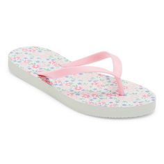 You'll love slipping into these ultra-comfy Mixit women's Zori flip-flops to lighten up any summery look thanks to their colorful heart-print finish. Wear these slip-on flats with your favorite swimwear or casual-chic outfit.Closure Type: Slip-OnShoe Heel Height: 1/2 InchUpper/Outer Base Material: 100% PvcSole Material Content: 100% PolyethyleneToe Type: Open ToeHeel Style: Flat HeelCountry of Origin: Imported Pink Flip Flops With Textured Footbed For Beach, Spring Pink Flip Flops With Cushioned Footbed, Pink Cushioned Flip Flops For Spring, Summer Pink Flip Flops With Textured Footbed, Pink Summer Flip Flops With Textured Footbed, Pink Spring Flip Flops With Textured Footbed, Pink Sandals For Spring Poolside, Spring Summer Toe Post Flip Flops, Pink Sandals For Poolside Spring