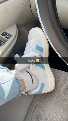 blue white adidas campus sneakers Blue Campus, Campus Sneakers, Back To School Shoes, Trendy Shoes Sneakers, Adidas Shoes Women, Cute Nike Shoes