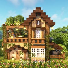 an image of a house in the middle of flowers