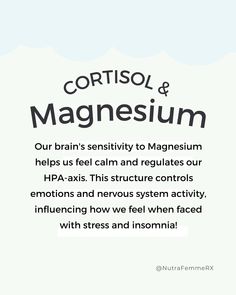 32 SIGNS YOU IMMEDIATELY NEED MORE MAGNESIUM, AND HOW TO GET... Magnesium And Cortisol, Hypothalamus Pituitary Adrenal Axis, Magnesium For Hormones, Hypothalamic Amennhorea Recovery, Hypothalamic Amennhorea, Cortisol Regulation, Cortisol Imbalance, How To Lower Cortisol, Nervous System Activities