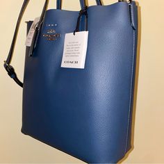 Coach Small Thea Tote Bag Nwt 100 % Authentic Approximate Measurements L 10.0" H 11.25" W 4.0" Double Face Leather Handles With 5" Drop Long Strap With 22" Drop Included Smoke And Pets Free Luxury Blue Bucket Bag With Top Carry Handle, Luxury Blue Bucket Bag With Double Handle, Blue Bucket Shoulder Bag With Top Carry Handle, Blue Bucket Shoulder Bag With Top Handle, Luxury Blue Bucket Bag For Shopping, Blue Rectangular Bucket Bag With Top Handle, Blue Top Handle Bucket Bag For Shopping, Blue Bucket Bag With Detachable Handle For Errands, Blue Double Handle Bucket Bag For Errands