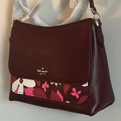 New With Tag - Kate Spade New York Melody Forest Floral Flap Dual Shoulder Crossbody Bag This Bag Is Chic And Functional And Holds All Of Your Essentials--Wallet, Keys And Phone--And Has A Pocket To Stash Snacks (Be It Gummy Bears Or Almonds). Of Course, Those Are Essential, Too. Rich Red Wine Color. 8.9"H X 11.3"W X 4.9"W * Strap Drop: 22" * Pebbled Leather * Metal Pinmount Logo * 2 Way Spade Jacquard Lining * Top Zip Closure * Dust Bag Not Included * Style # Wkru7069 Bundle All Your Likes For Kate Spade Burgundy Bags For Everyday Use, Kate Spade Red Crossbody Shoulder Bag, Kate Spade Shoulder Bag With Detachable Handle, Kate Spade Burgundy Leather Bag, Kate Spade Satchel Shoulder Bag, Wine Color, Wine Colored, Gummy Bears, 2 Way