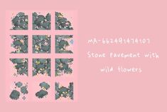 some type of flower arrangement on a pink background with the words, ma - blapaiation stone pavement with wild flowers