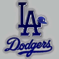 the los angeles dodgers logo on a gray background