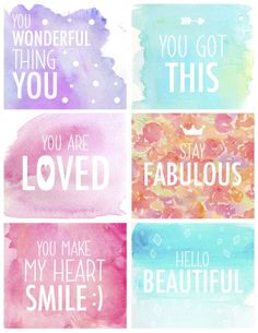 four watercolor cards with the words you are fabulous