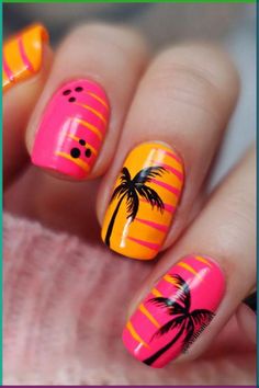 This post is about palm tree nail designs! Palm tree nails are the perfect nail idea if you’re looking for a tropical vibe to wear for your summer nails. Palm tree nail art can be styled in a huge variety of ways with different colors and designs, and these 30 palm tree nail designs include lots of bright palm tree nail ideas, easy going neutral palm tree nails, and beach inspired palm tree nails that make the perfect good vibes summer manicure to wear this upcoming season! Cute Tropical Nails, Tropical Vacation Nails Simple, Hawaiian Nails Designs, Nails Palm, Summer Holiday Nails, Palm Tree Nail Art, Vacation Nails Beach