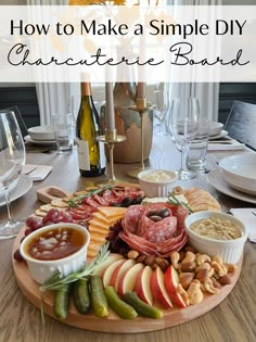 a wooden platter filled with different types of food