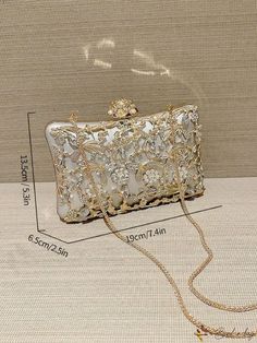 BirdinBag - Party-perfect Mini Box Bag with Rhinestone Embellishments and Chain Strap Rectangular Evening Bag With Chain For Events, Rectangular Chain Evening Bag For Events, Elegant Chain Evening Bag As Gift, Elegant Metal Bag For Gifts, Elegant Bags With Metal Chain Strap, Elegant Metal Bags As Gifts, Elegant Clutch With Chain For Gift, Elegant Clutch With Chain Detail For Gifts, Elegant Clutch With Chain As A Gift