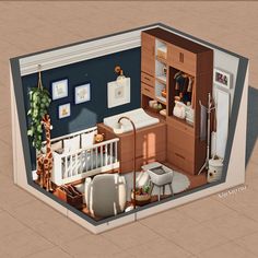 an aerial view of a baby's room in the shape of a doll house