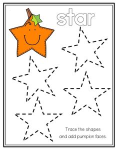 star trace the shapes and add pumpkin faces