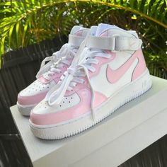 (eBay) Find many great new & used options and get the best deals for Bubble Gum Pink Custom Air Force 1 Low/Mid/High Sneakers at the best online prices at eBay! Free shipping for many products! Pink Custom Air Force, Paint For Shoes, Crease Protector, Air Force One Shoes, Air Force 1 Sneakers, Air Force 1 Mid, Air Force 1 Custom, Custom Air Force 1, Bubble Gum Pink