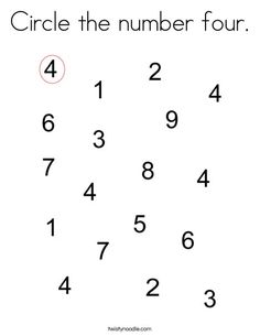 a number four is shown with the words circle the number four