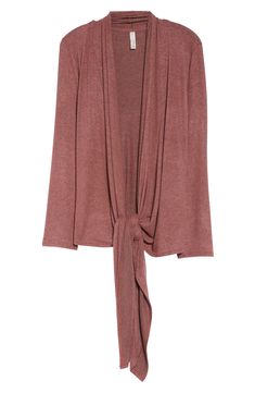 Change your look whenever you want in this draped-front cardigan that you can tie in front, in the back or just leave open for a flowy finish. 28 1/2" - 52 1/2" length (size M) Open front Collarless Long sleeves 70% rayon, 26% polyester, 4% spandex Machine wash, dry flat Imported Encore Fall Layering Wrap Top, Fall Wrap Top, Fall Long Sleeve Faux Wrap Cardigan, Spring Faux Wrap Cardigan, Fall Faux Wrap Long Sleeve Cardigan, Versatile Faux Wrap Top For Fall, Faux Wrap Top For Fall, Chic Wrap Shrug For Fall, Chic Fall Wrap Shrug