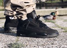 Jordan Retro 4 Black Cat, Jordan 4 Black Cat Outfit, Black Cat Jordan 4, Jordan 4 Outfits